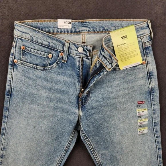 Levis 511 Slim Fit Jeans Mens 31x30 Blue Medium Wash Zip Fly Stretch Denim NEW - Picture 3 of 11